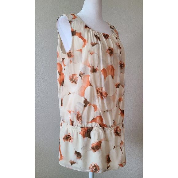 St John Silk Floral Top Blouse Size 6 Ruffle Peplum Lined Sleeveless Luxury - Picture 3 of 11